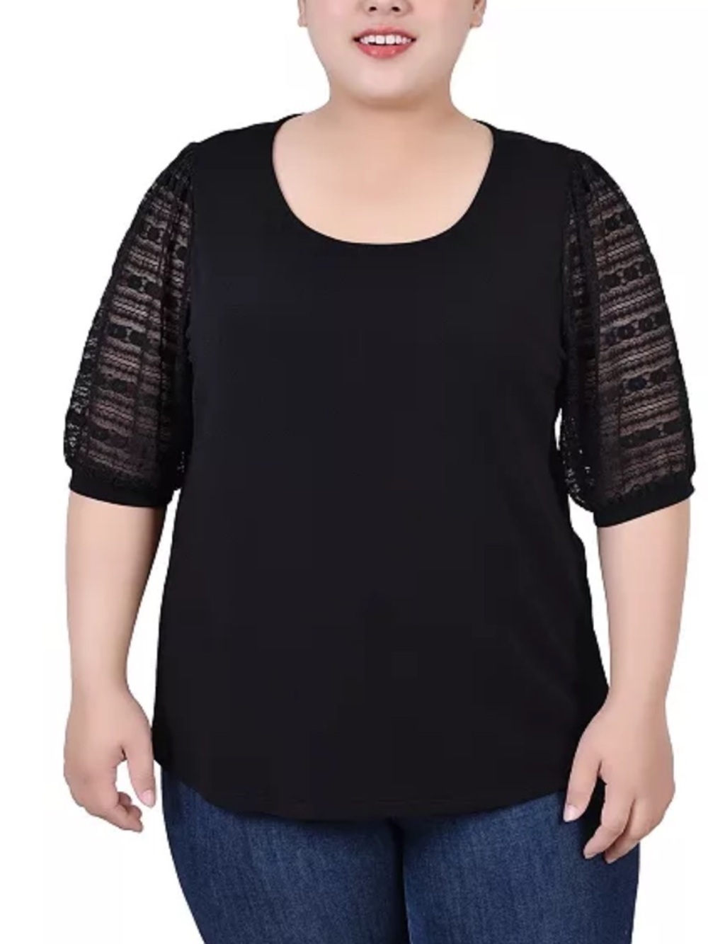 NWOT NY Collection
Plus Size Short Burnout Sleeve Scoop Neck Top